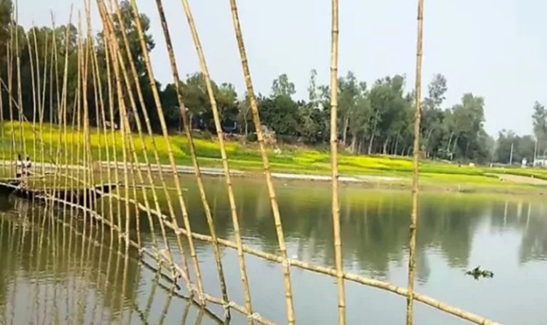 নৌ-পথে গ্রামে ঢুকছে ডাকাত, ঠেকাতে নদীতে বাঁশের বেড়া স্থাপন